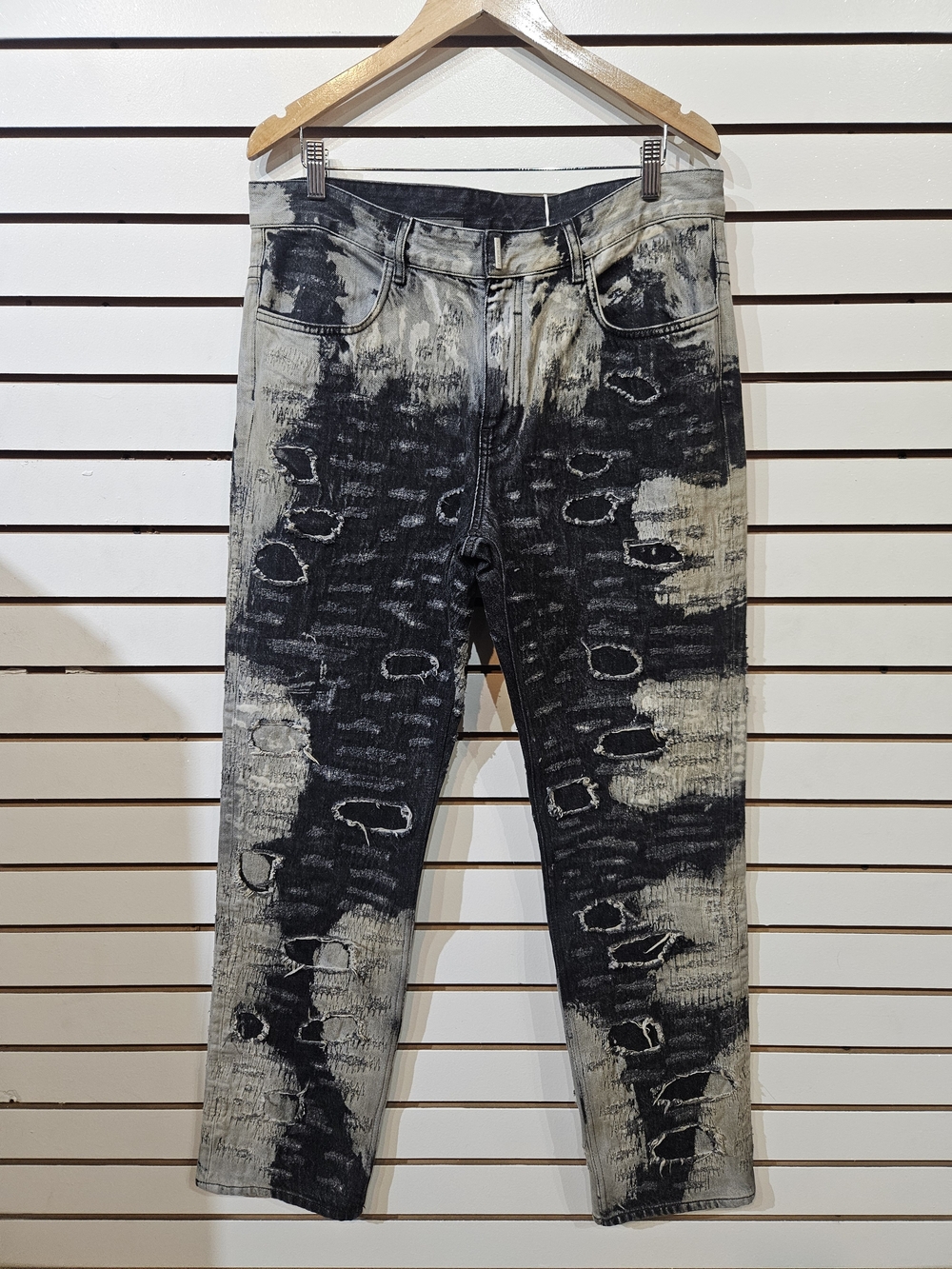 Men's Distressed Two-Tone Black/Grey Jeans